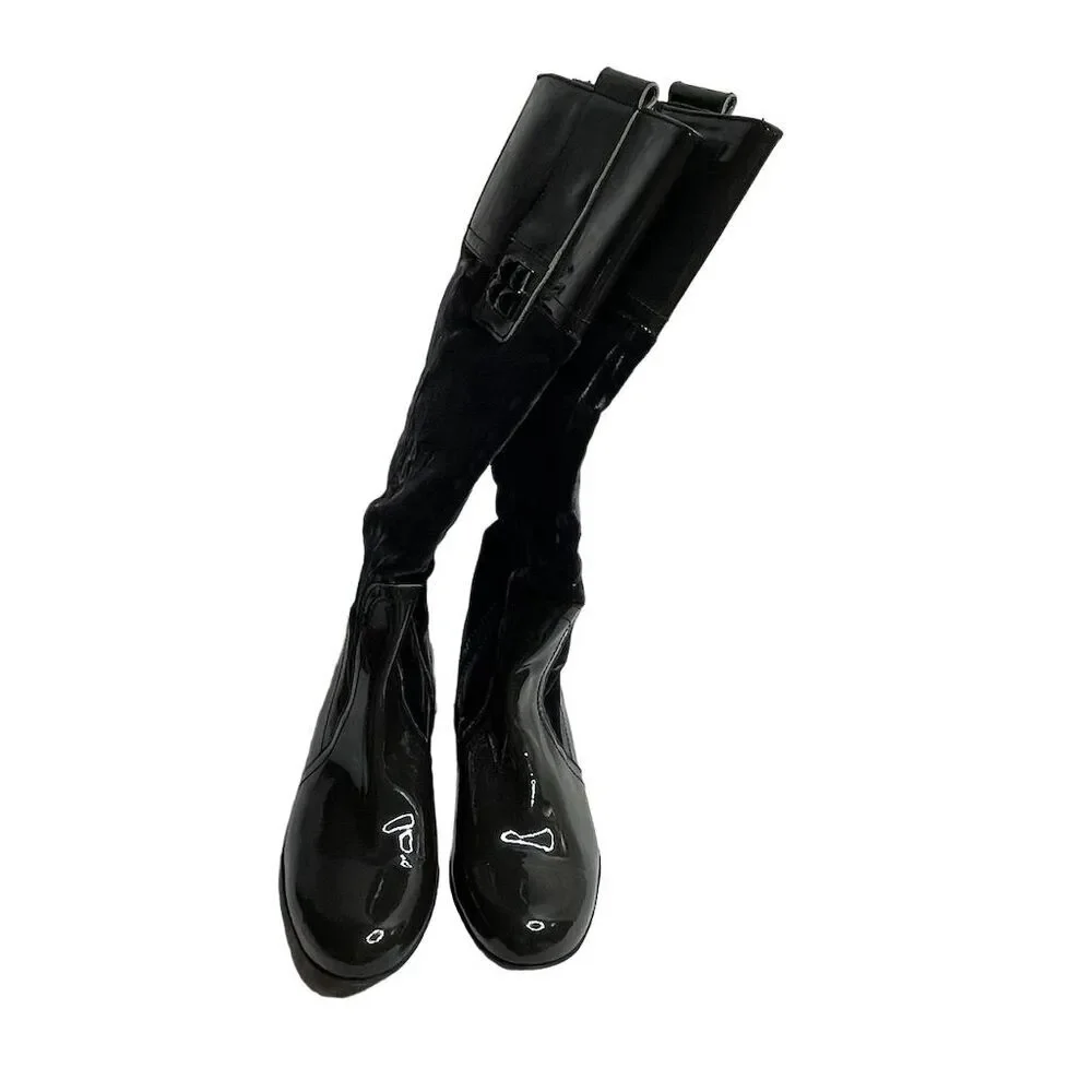 Roberto Botticelli Women's Green Knee-High Velvet and Leather Boots Size 6 (36) - Picture 5 of 8